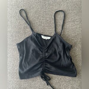 Double Zero Black Ribbed Top